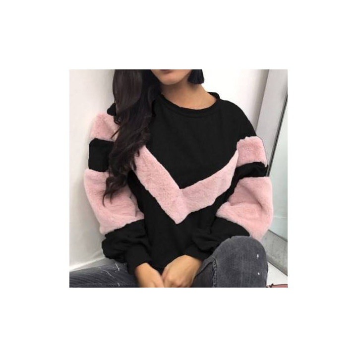Vêtements japonais et coréens pour filles - Pulls japonais et coréens pour femmes - Pull V Fourrure blanc