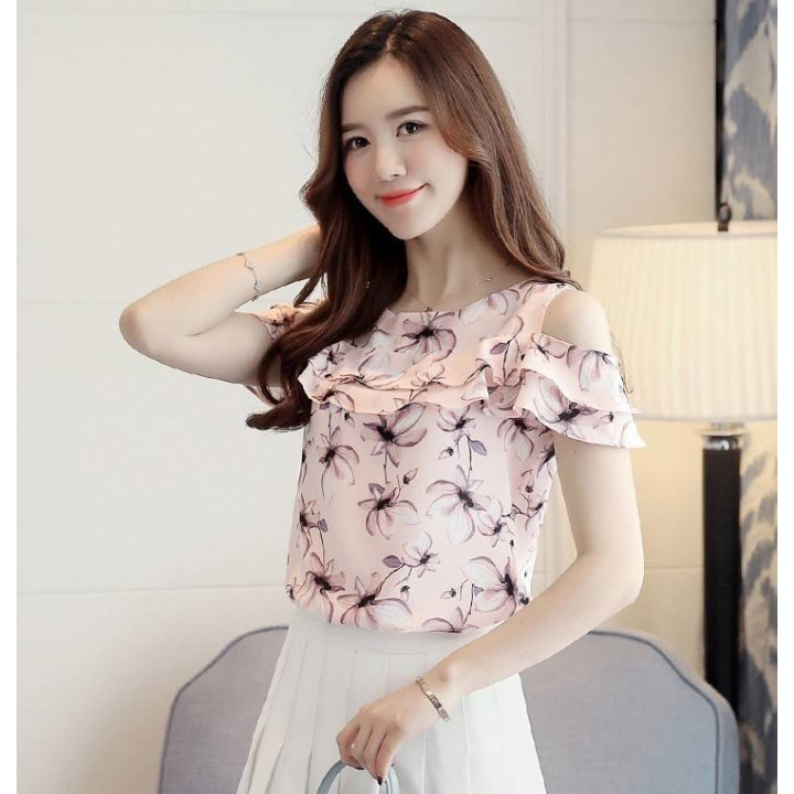 Vêtements japonais et coréens pour filles - Tops japonais et coréens pour femmes - Top coréen encolure dégagée