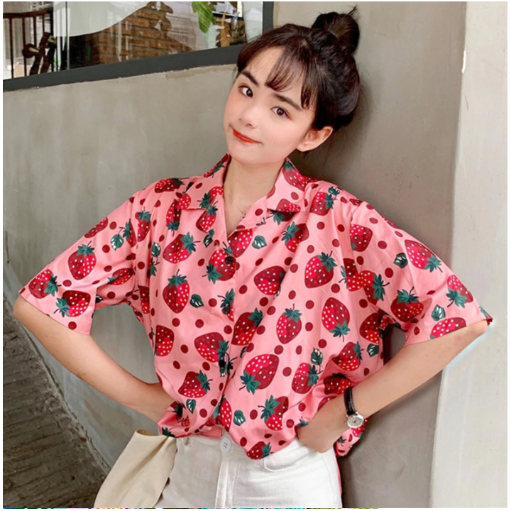 Vêtements japonais et coréens pour filles - T-Shirts japonais et coréens pour femmes -Chemisier Ichigo