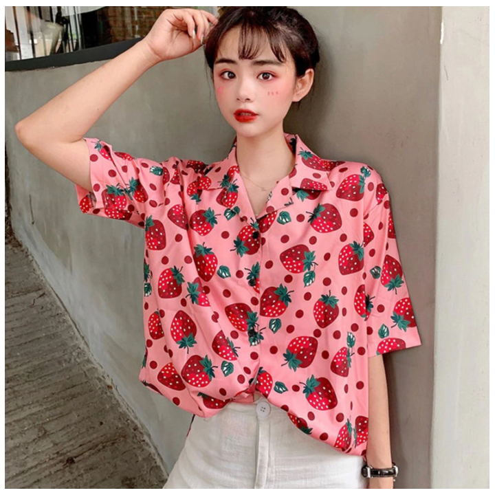 Vêtements japonais et coréens pour filles - T-Shirts japonais et coréens pour femmes -Chemisier Ichigo