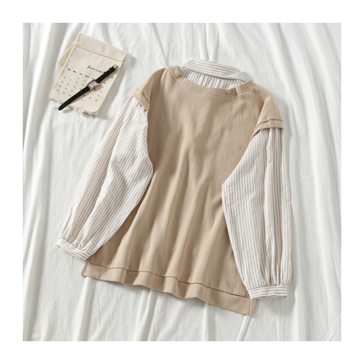 Vêtements japonais et coréens pour filles - Sweats japonais et coréens pour femmes - Pull effet deux pièces Burausu