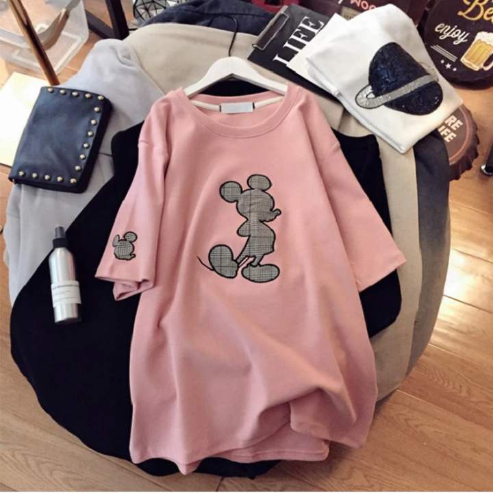 Vêtements japonais et coréens pour filles - T-Shirts japonais et coréens pour femmes - T-shirt Mikkīmausu