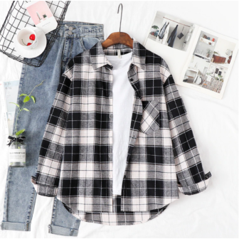 Vêtements japonais et coréens pour filles - Tops japonais et coréens pour femmes - Chemise à Carreaux Kikori