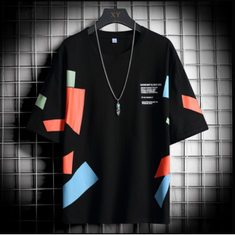 Vêtements japonais et coréens pour garçons - T-shirt japonais et coréens pour hommes - T-shirt Patchwork Jibunrashiku