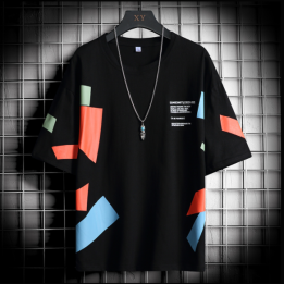 Vêtements japonais et coréens pour garçons - T-shirt japonais et coréens pour hommes - T-shirt Patchwork Jibunrashiku