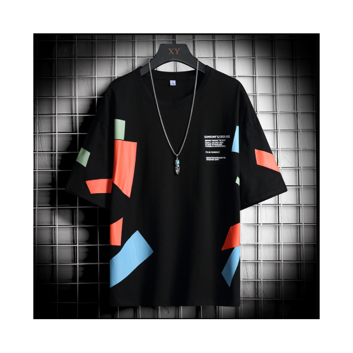 Vêtements japonais et coréens pour garçons - T-shirt japonais et coréens pour hommes - T-shirt Patchwork Jibunrashiku