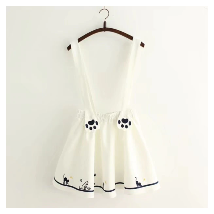 Vêtements japonais et coréens pour filles - Jupes japonaises et coréennes pour femmes - Jupe à bretelles Patineuse Neko