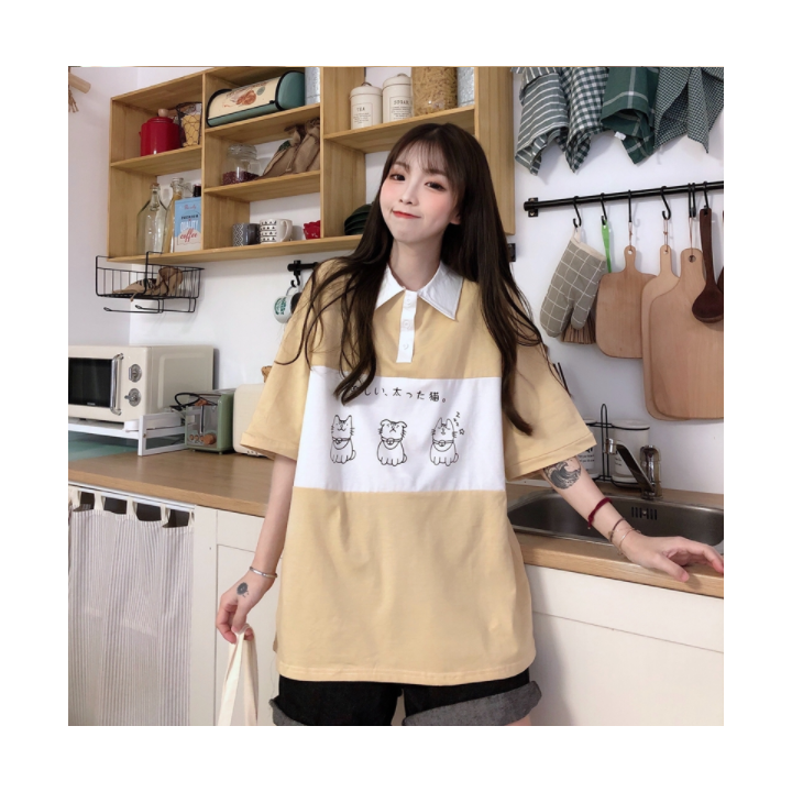 Vêtements japonais et coréens pour filles - T-Shirts japonais et coréens pour femmes - T-shirt Oversize Taidana