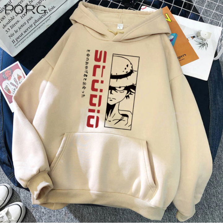 Vêtements japonais et coréens pour homme - Sweats japonais et coréens pour hommes - Sweat Shirt Bēju Luffy