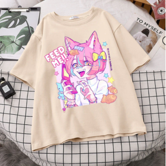 T-shirt Kitty Girl Pinku