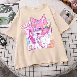 T-shirt Kitty Girl Pinku