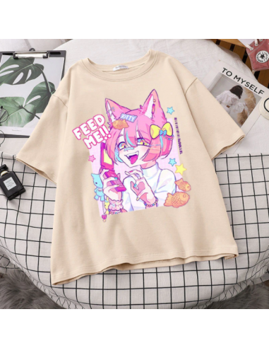 T-shirt Kitty Girl Pinku
