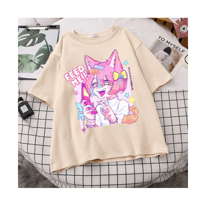 T-shirt Kitty Girl Pinku