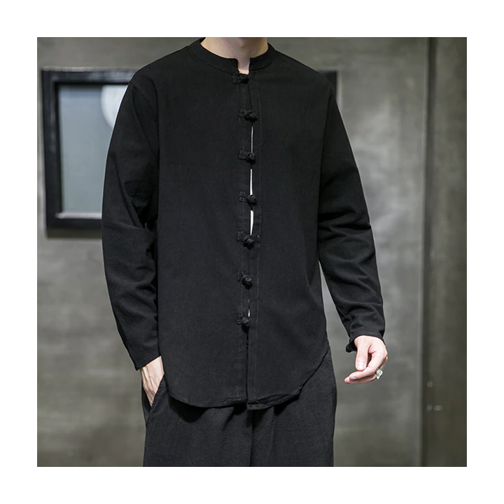Chemisier Boutonné Noir Dīpu