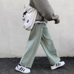 Vêtements japonais et coréens pour filles - Vêtements japonais et coréens pour filles - Pantalon Velours Vert Pasuteru