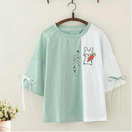 Vêtements japonais et coréens pour filles - T-Shirts japonais et coréens pour femmes - Top Lapin Ninjin