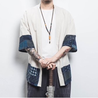 Vêtements japonais et coréens pour hommes - Chemise Kimono brodé