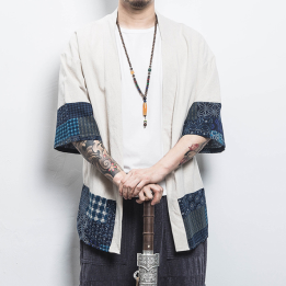 Vêtements japonais et coréens pour hommes - Chemise Kimono brodé
