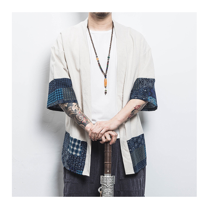 Vêtements japonais et coréens pour hommes - Chemise Kimono brodé