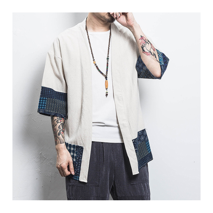 Vêtements japonais et coréens pour hommes - Chemise Kimono brodé