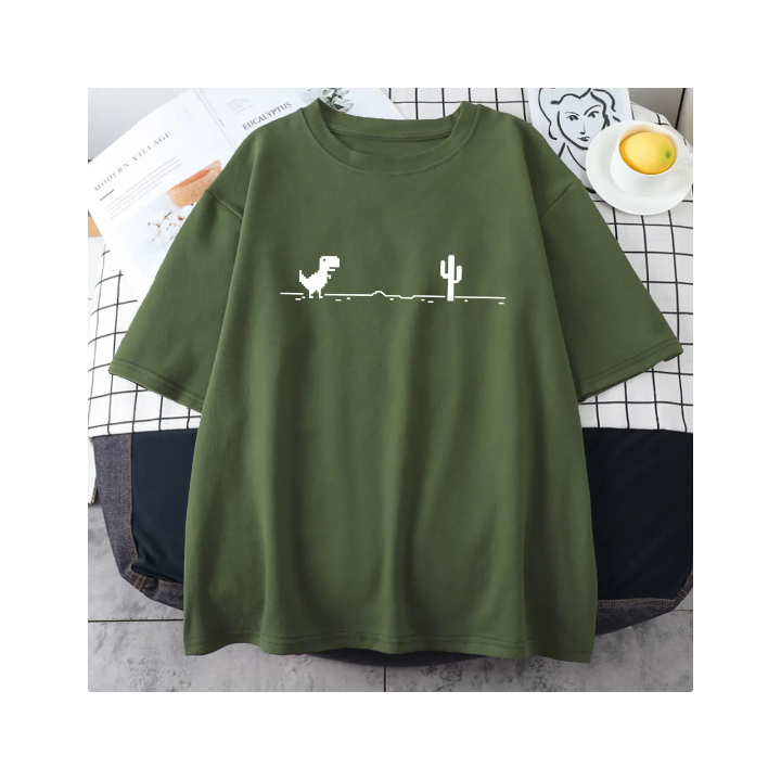 Vêtements japonais et coréens pour garçons - T-shirt japonais et coréens pour hommes - T-Shirt Green Kyōryū