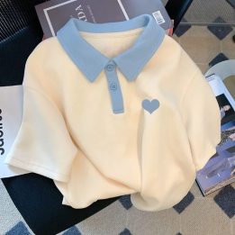 Vêtements japonais et coréens pour femmes - Polo à manches courtes Chīsana kokoro