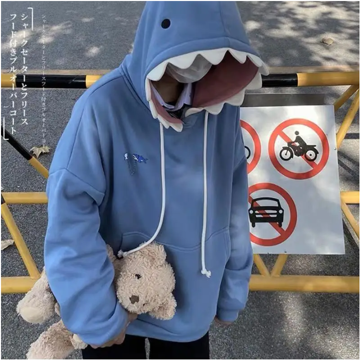Sweat à Capuche Sharky Kawaii Blue