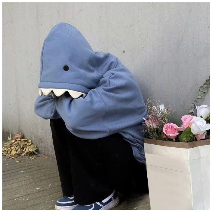 Sweat à Capuche Sharky Kawaii Blue