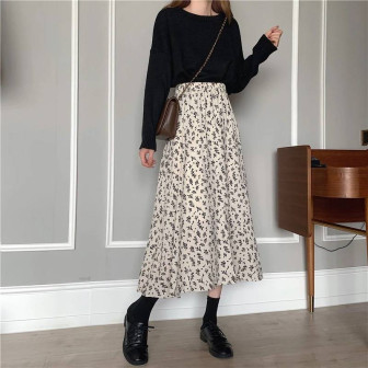 Jupe Mi-Mollet à Motif Floral