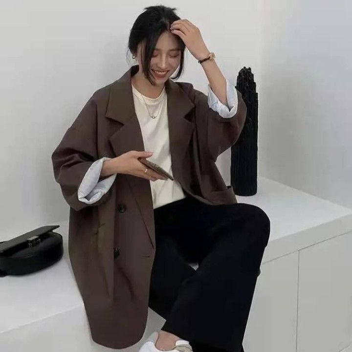 Vêtements japonais et coréens pour filles - Tops japonais et coréens pour femmes - Blazer Oversize Ōkina