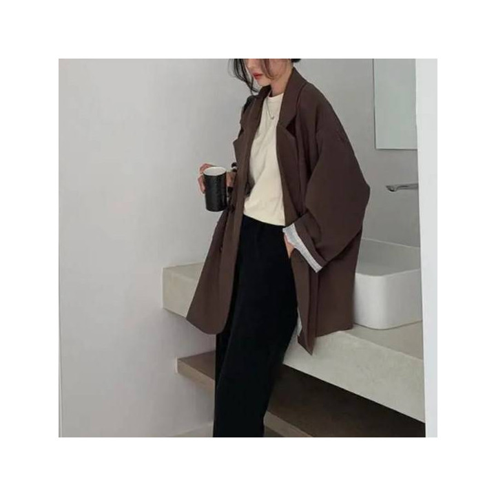 Vêtements japonais et coréens pour filles - Tops japonais et coréens pour femmes - Blazer Oversize Ōkina