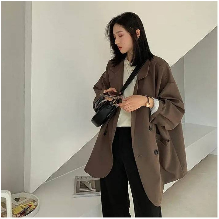 Vêtements japonais et coréens pour filles - Tops japonais et coréens pour femmes - Blazer Oversize Ōkina