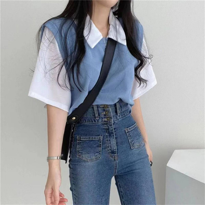 Vêtements japonais et coréens pour filles - T-Shirts japonais et coréens pour femmes - T-Shirt Style Académique