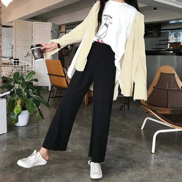 Vêtements japonais et coréens pour filles - Vêtements japonais et coréens pour filles - Pantalon Large Taille Haute
