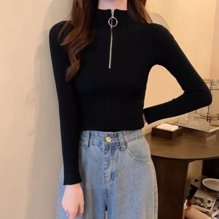 Vêtements japonais et coréens pour filles - Pulls japonais et coréens pour femmes - Pull tricoté anneau col