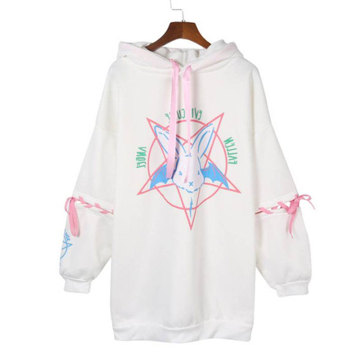 Vêtements japonais et coréens pour filles - Sweats japonais et coréens pour femmes - Sweat coréen lapin et pentagramme