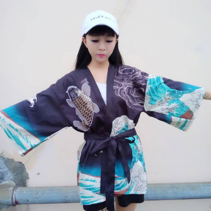 Vêtements japonais et coréens - Kimonos japonais et coréen - Kimono été femme carpe japonaise