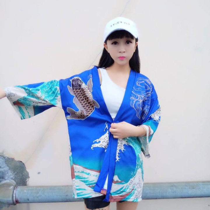 Vêtements japonais et coréens - Kimonos japonais et coréen - Kimono été femme carpe japonaise