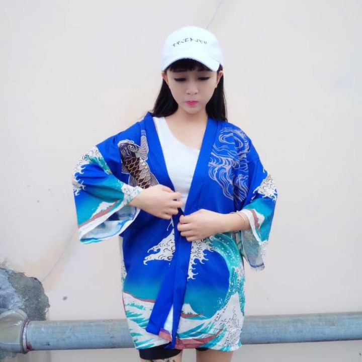 Vêtements japonais et coréens - Kimonos japonais et coréen - Kimono été femme carpe japonaise