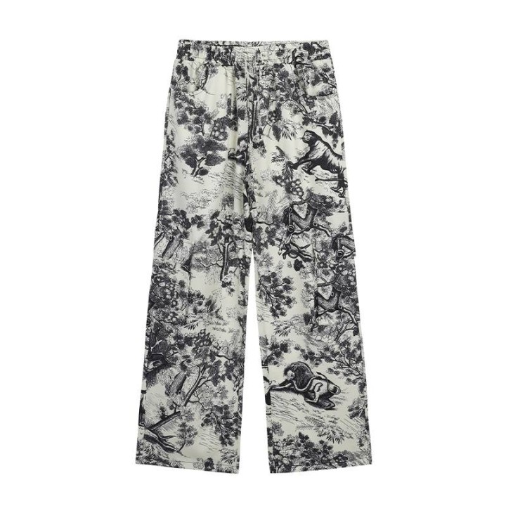Vêtements japonais et coréens pour filles - Vêtements japonais et coréens pour filles - Pantalon Ample à motif Gurafiti