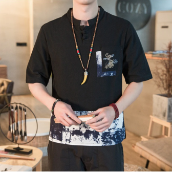 Vêtements japonais et coréens pour garçons - T-shirt japonais et coréens pour hommes - T-Shirt Tokage Kuro