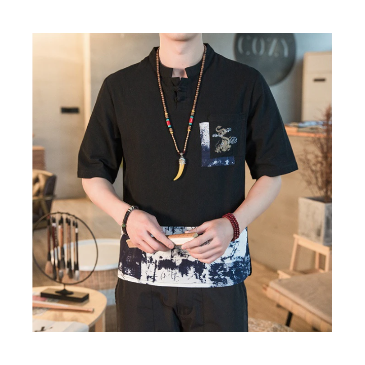 Vêtements japonais et coréens pour garçons - T-shirt japonais et coréens pour hommes - T-Shirt Tokage Kuro