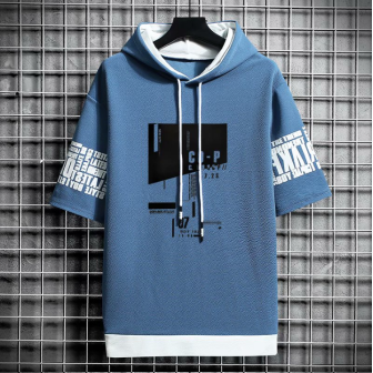 T-shirt à capuche Machi Bleu