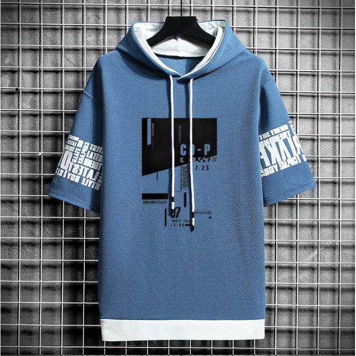 T-shirt à capuche Machi Bleu