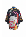 Kimono noir Maneki-neko fleuri