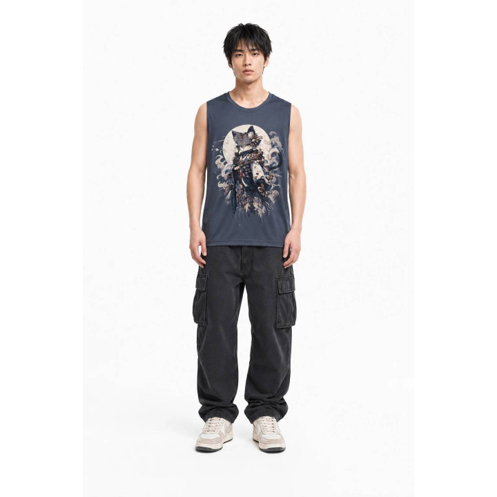 T-Shirt Chat Guerrier — porté de face