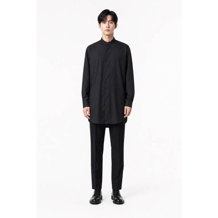 Chemise Col Mao Elegance — porté de face