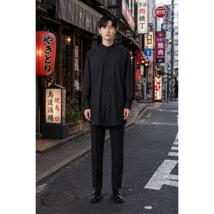 Chemise Col Mao Elegance — lifestyle extérieur