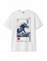 T-shirt blanc Vague d'Hokusai — vue produit fond blanc
