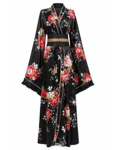 Kimono Ample à fleurs — vue produit fond blanc